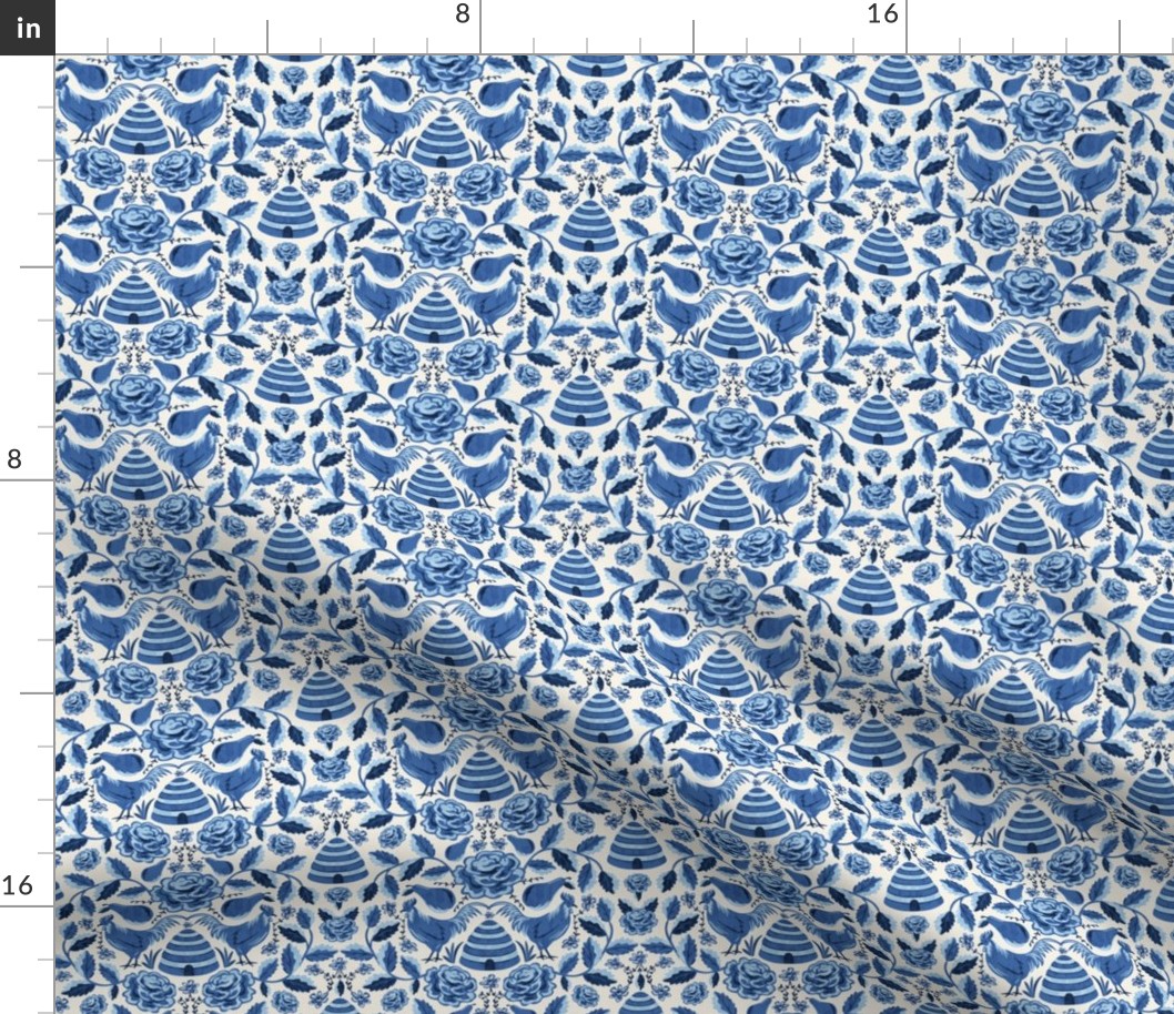 French Countryside Ivory Blue Tonal Small