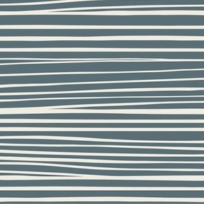 Hand Drawn Horizontal Stripes - Creamy White, Marble Blue - Contemporary 02