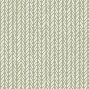 herringbone - creamy white _ light sage green - cozy knit stripe