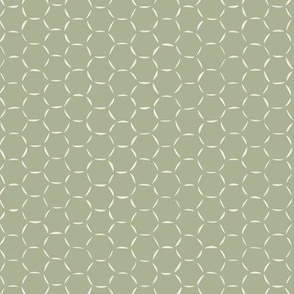 hexagons - creamy white _ light sage green - hand drawn honeycomb geometric