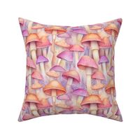 MUSHROOM Fabric Pattern, Water Color Mushrooms, Watercolor Fungi Forest
