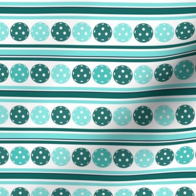 Small Scale Preppy Pickleball Stripes in Turquoise Aqua and Navy
