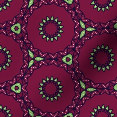 Claret Red floral circles/ small