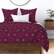 Claret Red floral circles/ large