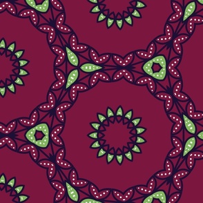 Claret Red floral circles/ large