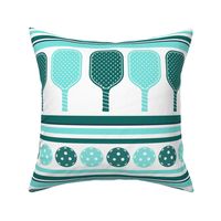 Large Scale Preppy Pickleball Stripes in Turquoise Aqua and Navy