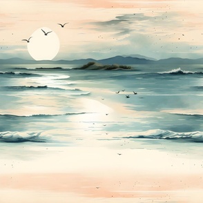 Watercolor Beach Scene