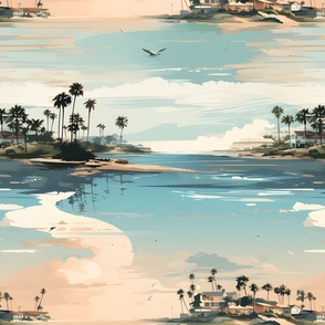 Watercolor Beach Scene