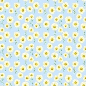Yellow Watercolor Daisies in Lavender Blue - (XS)