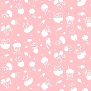 White Jellies on Pink Silhouettes Repeat Pattern