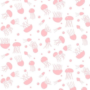 Pink Jellies on White Silhouettes Repeat Pattern