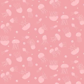 Pink Jellies on Pink Silhouettes Repeat Pattern