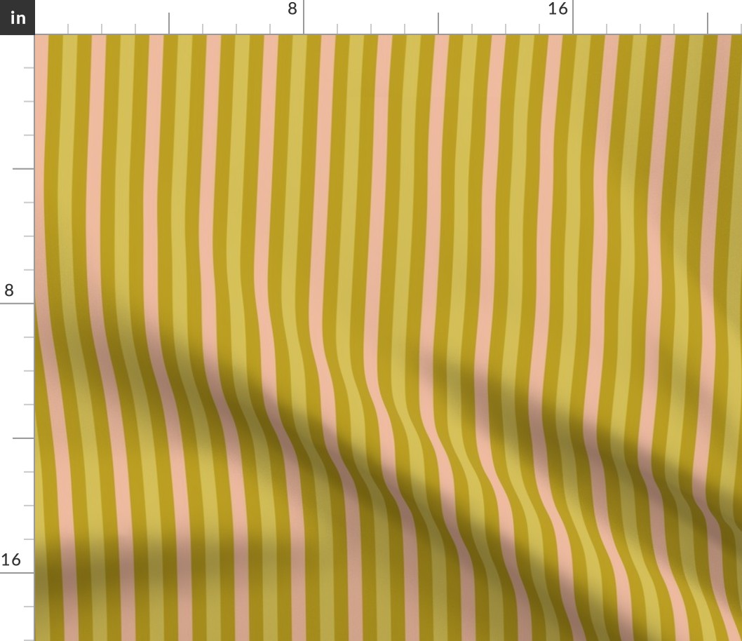 1/3" SMALL Retro Stripes fabric -  avocado green 6in