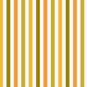 1/4" MINI Retro Stripes fabric - rust_ avocado green 4in