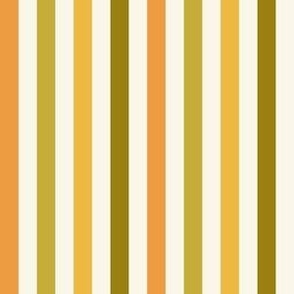 1/3" SMALL Retro Stripes fabric - rust_ avocado green 6in