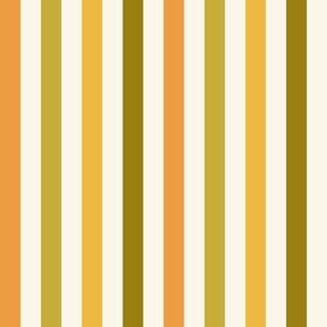 1/2" Retro Stripes fabric - rust_ avocaddo green 8in