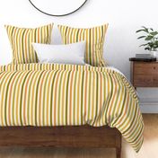 LARGE Retro Stripes fabric - rust_ avocado green 12in