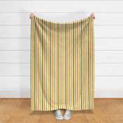 LARGE Retro Stripes fabric - rust_ avocado green 12in