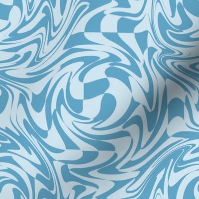 MEDIUM Retro swirls fabric - 70s design  blue 8in