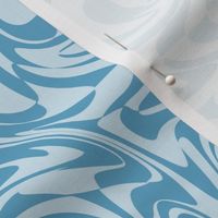 MEDIUM Retro swirls fabric - 70s design  blue 8in