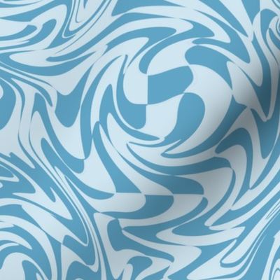 LARGE Retro swirls fabric - 70s design  blue 10in