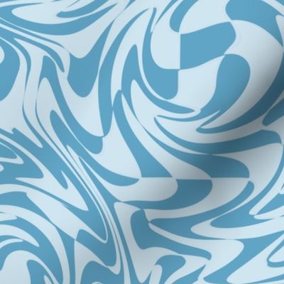 XLARGE Retro swirls fabric - 70s design  blue 12in