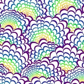 L Modern Abstract Animal - Under the Sea - Rainbow Ocean Waves - Rainbow Mermaids Tail (Scales) - Purple Rainbow Ombre (gradient) on White