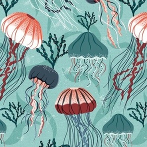 Luminous Waters Nautical Jellyfish Aqua Regular
