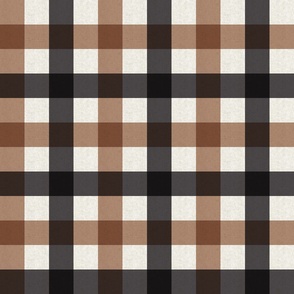 Small scale tan and steel grey check Small scale rustic plaid check in earthy warm with a vintage linen texture 