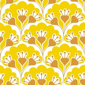 floral pattern, yellow and ochre, medium