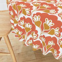 floral pattern, orange-red and ocher, medium   