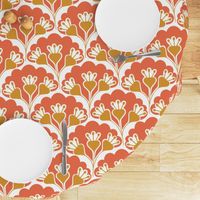 floral pattern, orange-red and ocher, medium   