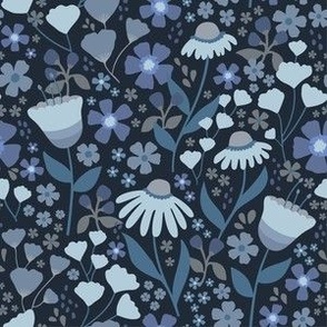 Flower Patch - Indigo Blue Colorway