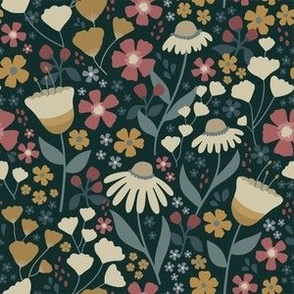 Flower Patch - Moody Mustard warm color palette
