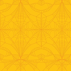 Cobweb Squash Yellow Damask Pattern Print