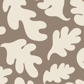 Matisse Oak Leaves - Cream on Brown Pannacotta Morel- 24in 23-01-02DS-EF-948272