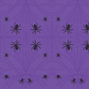 Cobweb with Spiders Mystic Purple Damask Pattern Print