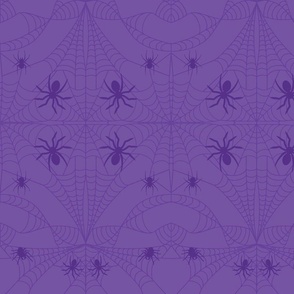 Cobweb with Spiders Mystic Purple Damask Pattern Print
