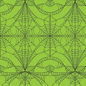 Cobweb Ghoulish Green Damask Pattern Print
