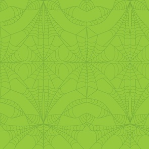 Cobweb Ghoulish Green Damask Pattern Print