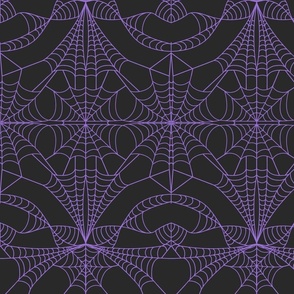 Mystic Purple Cobweb Midnight Gray Damask Pattern Print