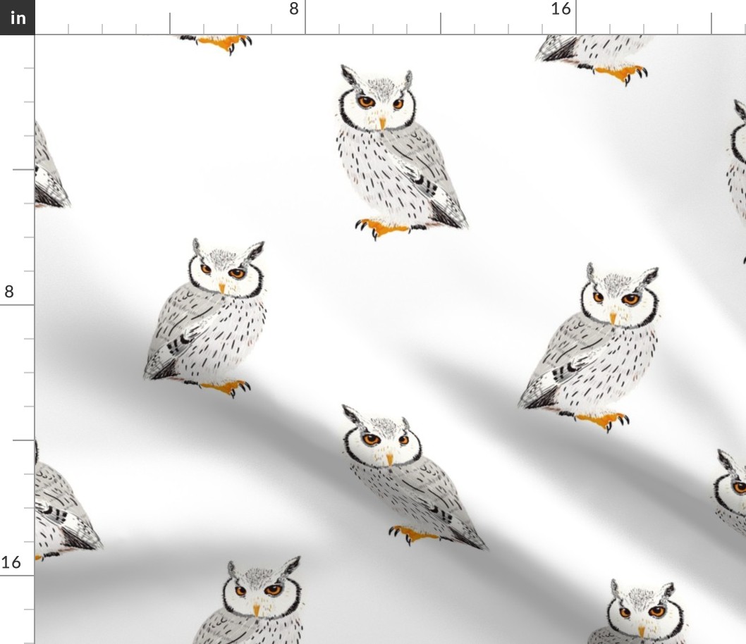 Owl Damask Pattern- white background 