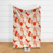 Groovy Warm and joyful abstract  shapes in the sand with burlap texture large 24” repeat brick red, cream, peach gender neutral