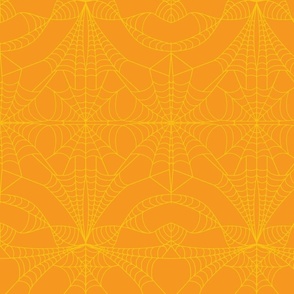 Squash Yellow Cobweb Pumpkin Orange Damask Pattern Print