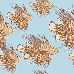 Lion Fish Cluster on Blue - Small Scale