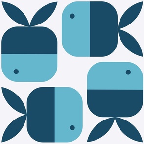 Little fish checkers in navy blue on off white background jumbo scale
