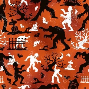 Dancing zombies red-orange