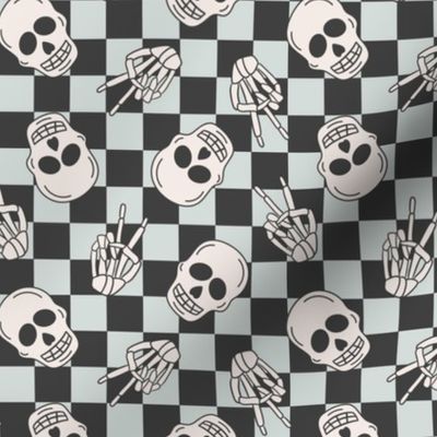 Boy Halloween Skeleton Checkerboard