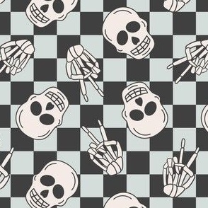 Boy Halloween Skeleton Checkerboard