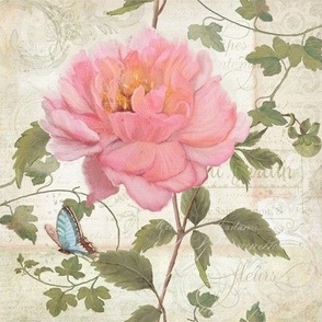 8" Le Petit Jardin Pink Peony Floral by Audrey Jeanne